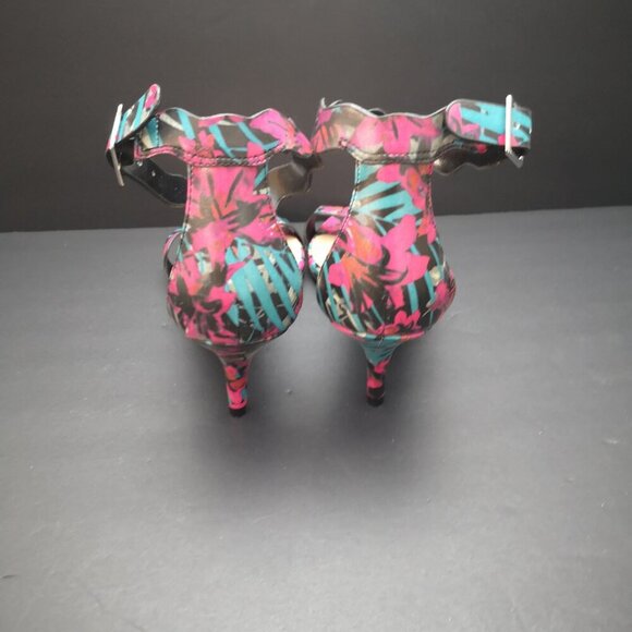 Fioni Ladies Size 8 Pink Blue Black & Grey Faux Leather Sandals - Picture 5 of 9